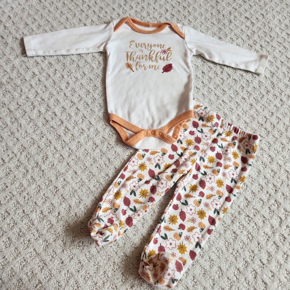 Chickpea 6-9M Thanksgiving Bodysuit Footed Pants Set Everyone is Thankful for Me